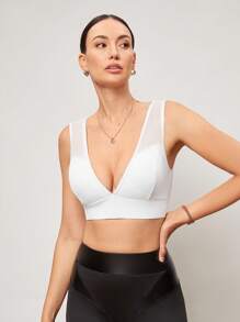 Activina 女士运动胸罩，简约时尚，休闲日常穿着 - 白色 - 查看 5