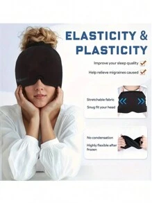 1 pieza Parche de gel de 17*22 cm de una sola capa - Gorro elástico y calmante para terapia de calor y frío para aliviar dolores de cabeza, sin necesidad de fuente de alimentación - Máscara para dormir
