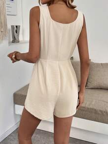SHEIN Clasi Mono informal elegante francés con bolsillo y cierre de botones delanteros para mujer