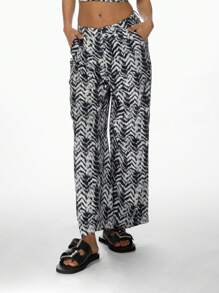 MISSGUIDED Zebra Print Co-Ord Set Sleeveless Crop Top High Waist Wide Leg Pants Matching Two Piece Outfit Summer Street Style Festival Fashion - Black and White - View 5