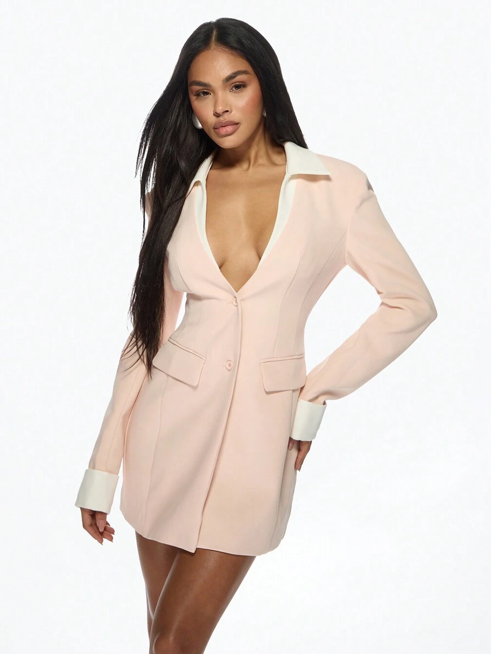 mini dress tailored Tailored Short Sleeve Mini Dress - Office Wear - Grey