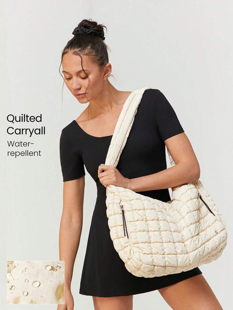GLOWMODE Quilted Water-Resistant Carryall Shoulder Bag - Apricot - View 1
