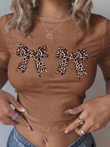 SHEIN EZwear 3 piezas Camiseta con gráfico de leopardo y letras - Multicolor - Ver 11