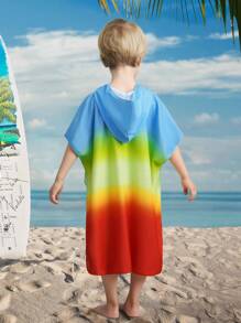 SHEIN 1 szt. Młodzi chłopcy/dziewczęta swobodny, zabawny, uroczy, tęczowy, ombre, nadruk, narzutka na strój kąpielowy, odpowiedni na wycieczki, wakacje, pływanie, gorące źródła, plażę, surfing, wiosnę/lato