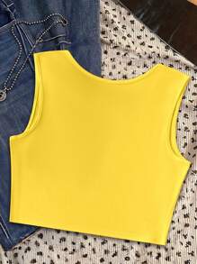 Flirla Plus Size Women's Jamaican Flag "JAMAICA" Printed Tank Top Graphic Tees Women Tops - Yellow - View 2