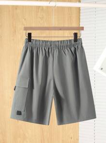 SHEIN Pantalones cortos de carga utilitarios informales de gris para adolescentes, atuendos de uso diario de estilo deportivo, callejero, punk rock y preppy, aptos para primavera/verano