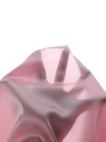 女孩粉色缎面印花后背长袖长腰系带睡袍 - 粉色 - 查看 5