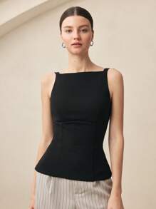 BizChic Black Elegant Women's Off Shoulder Summer Tank Top, Music Festival Blouse