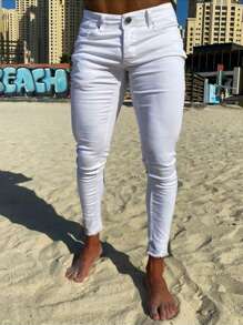 Manfinity Homme Men's Vintage Medium Blue Washed Straight-Leg Casual Jeans - Medium Wash - View 1