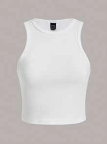 SHEIN Girlism Compra 1 y Lleva 2 tops casuales de cuello redondo sin mangas ajustados para niñas preadolescentes