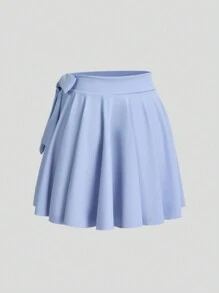 Sweetra Traje de baño de una pieza azul, lindo y coqueto, con falda de cubrición para vacaciones y playa de verano para mujeres