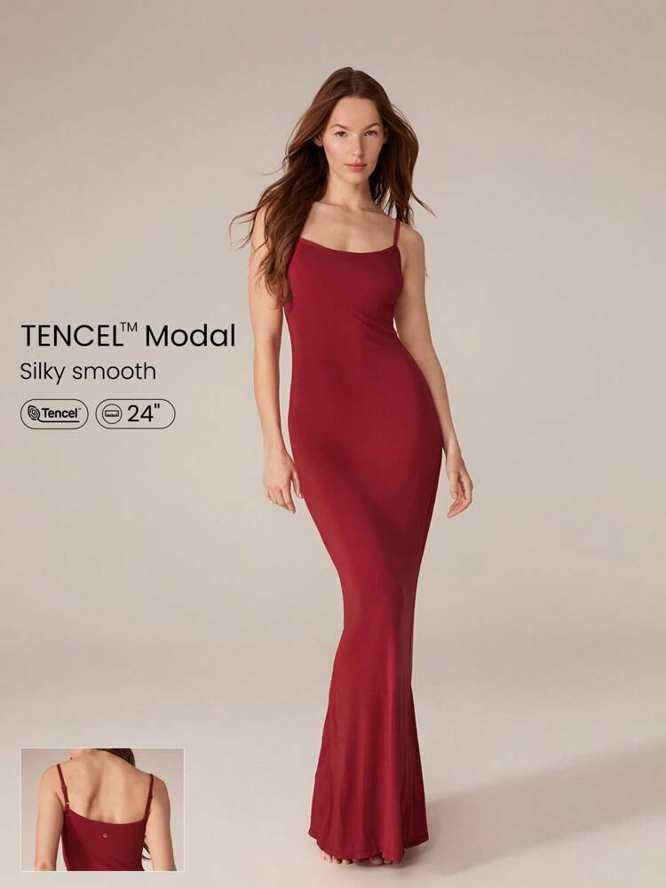 모달 피시테일 맥시 슬립 드레스 조절 가능한 스트랩 일상적인 캐주얼 여름 드레스 파티 드레스 롱 드레스 프롬 드레스