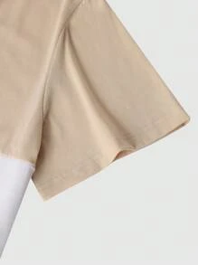 Manfinity Homme Men's Casual Simple Contrast Color Patchwork Short Sleeve T-Shirt - Multicolor - View 3