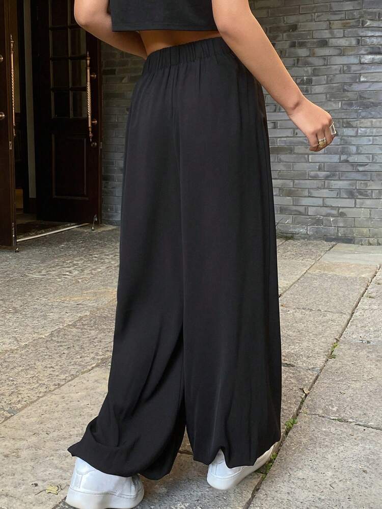 Women's Loose Solid Color Asymmetric Harem Pants, Casual Style, Summer