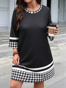 SHEIN LUNE 女士休闲圆领连衣裙，日常穿着的简约时尚波西米亚风夏季波西米亚风复古女士夏季服装春假狂欢服装节日春假服装