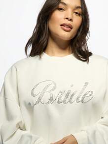 MISSGUIDED MISSGUIDED PLUS Pull luxueux de la collection de mariage avec diamants pour la mariée. Pull oversize pour la fête de mariage avec des cristaux de haute qualité. Cadeau parfait pour la saison des mariages