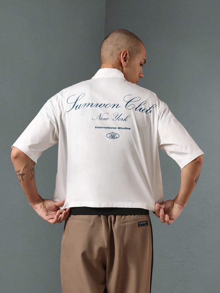 Designer Relaxed Fit Button-Down Cropped Shirt