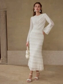 MOTF PREMIUM CONTRAST LACE ZIPPER SKIRT