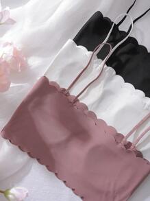 Set de 3 bralettes sin costuras, suaves y cómodos con almohadillas, en negro y blanco, para niñas preadolescentes