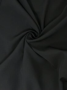 SHEIN CURVE+ Plus Size Spring And Summer Split Neckline Black Elegant Short Sleeved Black Dress With Hollowed Out Details - Black - View 10