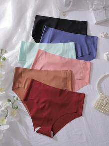 Set de 6 bragas triangulares cómodas y sin costuras para niñas adolescentes, ropa interior para uso diario - Multicolor - Ver 4