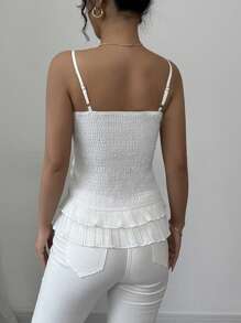 Elenzga 褶饰吊带背心优雅不对称背心，简约时尚，适合日常休闲穿着