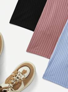 SHEIN EZwear 3pcs/Set Women Solid Ribbed Camisole Romper Unitard - Multicolor - View 4