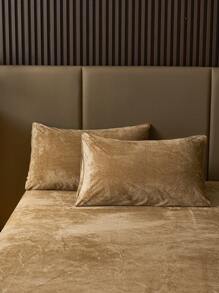 2/3 件咖啡棕色天鹅绒床笠套装温暖柔软纯色毛绒床笠套装特大号双人床尺寸，奢华超柔软舒适床单，带 11.8 英寸深口袋，适合秋冬和春季 1 件床笠 + 1/2 件枕套宿舍床上用品返校床上用品 - 咖啡棕 - 查看 5