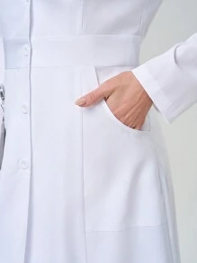 TaskEZ 翻领前开襟实验室大衣/工人大衣 - 白色 - 查看 5