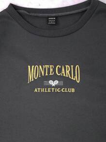 Men Embroidery Letter Pattern Sweatshirt, Long Sleeve Top