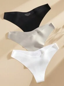 6 قطع/عبوة ملابس داخلية سراويل تانجو بخصر منخفض بلون أحادي من النايلون للنساء - متعدد الألوان - مشاهدة 4