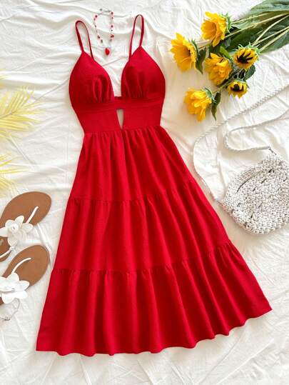 Soleia 女士迷你连衣裙细肩带纯色，简约时尚休闲，适合日常穿着