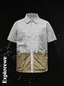 SHEIN Tween Boys' Casual Fashion Contrast Pocket Design Versatile Button-Down Shirt, Suitable For Spring/Summer Outdoor Activities, Hiking - Multicolor - View 1