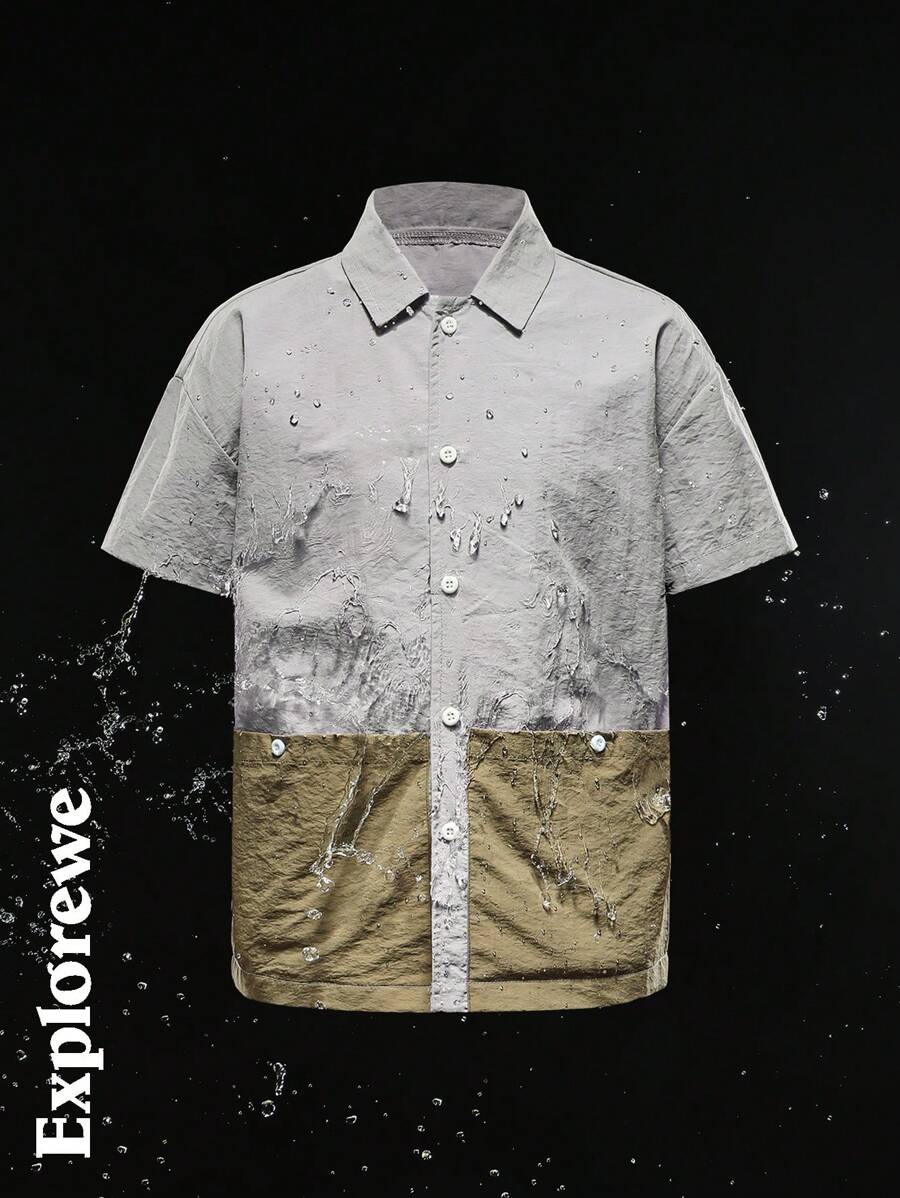 SHEIN Tween Boys' Casual Fashion Contrast Pocket Design Versatile Button-Down Shirt, Suitable For Spring/Summer Outdoor Activities, Hiking - Multicolor - View 1