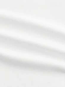 EMERY ROSE Plus Size Women Casual Minimalist Letter Print V-Neck Short Sleeve T-Shirt, Suitable For Summer Suitable For Going Out,Spring/Vacation - White - View 4