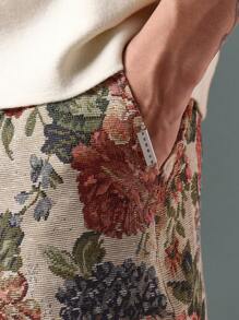 SUMWON 复古挂毯休闲短裤优质花卉印花抽绳海滩夏季休闲日常舒适休闲装短款休闲度假短裤 - 彩色 - 查看 6