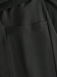 SHEIN Girlism Tween 女童休闲纯色交叉露背运动连衣裙 - 黑色 - 查看 6