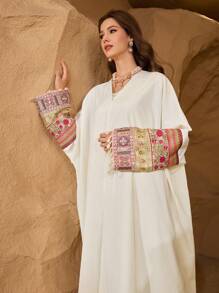 Al Najma Women's Simplistic Arabian Abaya, Casual For Everyday Wear, Modest Robe - Apricot - View 1