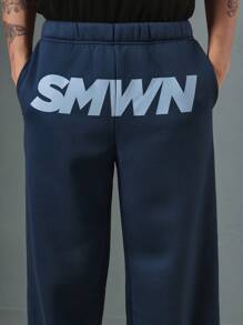 SUMWON Smwin Designer Streetwear Extreme Skater Fit Sweatpants Athletic Track Pants Urban Fashion Casual Joggers Winter Lounge Wear Elastic Waist Comfort Athleisure Pants - Blue - View 8