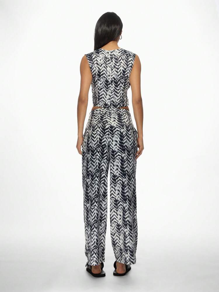 MISSGUIDED Zebra Print Co-Ord Set Sleeveless Crop Top High Waist Wide Leg Pants Matching Two Piece Outfit Summer Street Style Festival Fashion