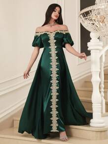 SHEIN Najma Women's Simple Fashion Casual Everyday Arabic Style Dress - Green - View 6