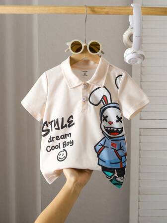 Young Boy Simple Casual Daily Short Sleeve Polo Shirt