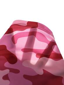 年轻男孩字母迷彩印花松紧腰阔腿休闲运动裤 - 粉色 - 查看 3