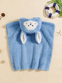 SHEIN Leap Crew Baby Boy Bear Ear Design Hooded Towel - Blue - View 2