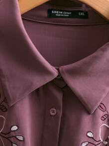 Al Najma ملابس علوية أنثوي طويل الأكمام بطبعات زهرية أحادي الصدر من طراز عربي مقاسات كبيرة