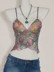 SHEIN ICON Y2k Spring Beach Boho Printed Camisole Western Wear Women Top, Simple Fashion Daily Casual - Multicolor - View 8