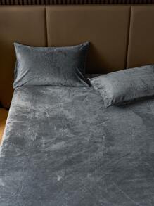 2/3pcs Gray Velvet Fitted Sheet Set Warm Soft Solid Fuzzy Fitted Sheet Set King Queen Full Twin Size, Luxury Super Soft Cozy Comfy Bottom Sheet With 11.8" Deep Pocket,Suitable For Fall Winter And Spring 1Fitted Sheet+1/2Pcs Pillowcases Domitory Bedding Back School Bedding - Grey - View 7