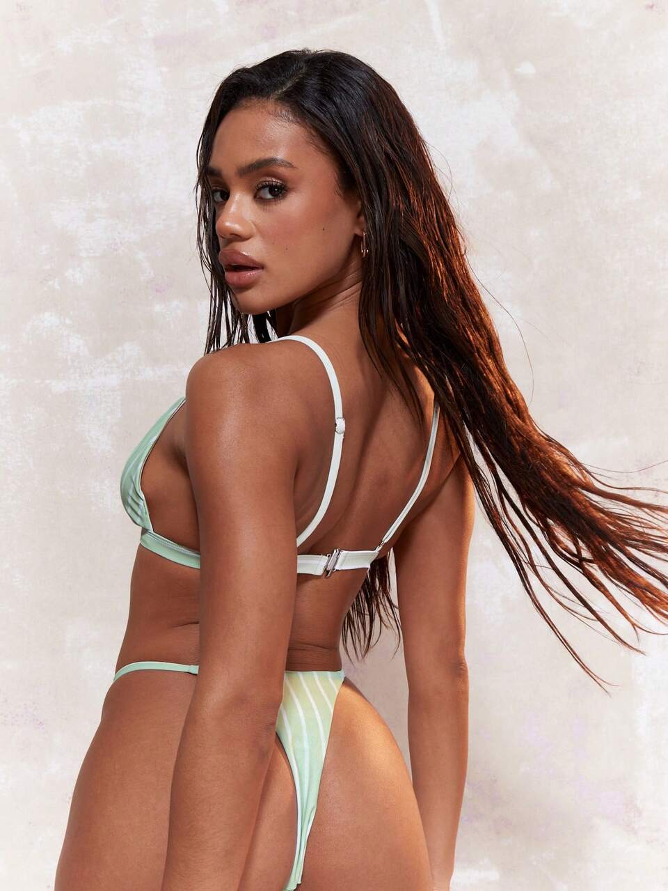 MISSGUIDED Beach Metal Detail Striped Cami Bikini Top Summer
