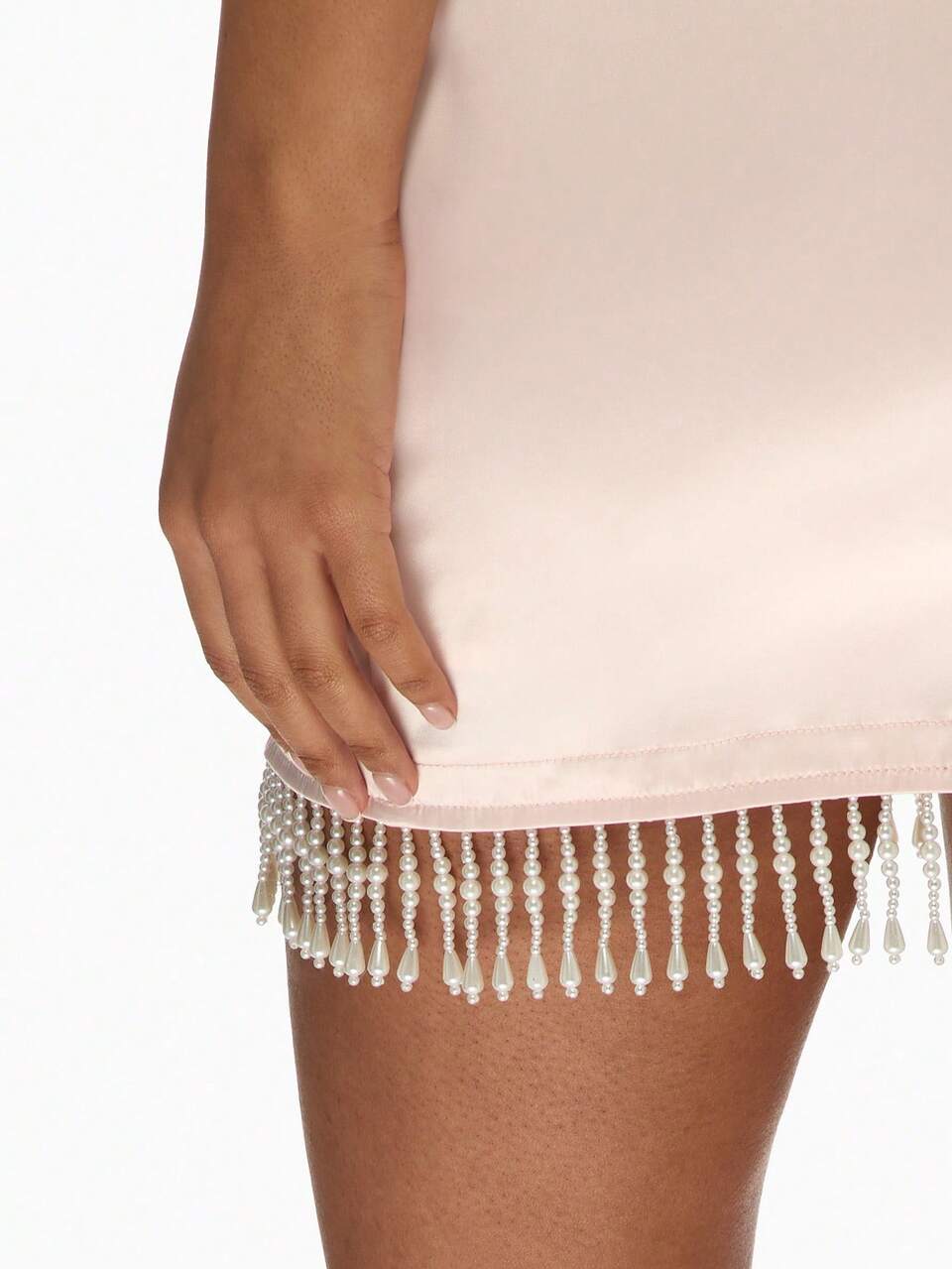 MISSGUIDED Strapless Bandeau Mini Dress With Beaded Fringe Trim Party Club Evening Holiday New Years Special Occasion Elegant Sophisticated