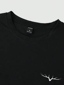 Manfinity Homme Men's Plain Color Block Round Neck Short Sleeve Graphic Print Simple T-Shirt Men Clothing Men T Shirts Men T-Shirt Casual T Shirt For Men Men T Shirts Casual - Multicolor - View 4